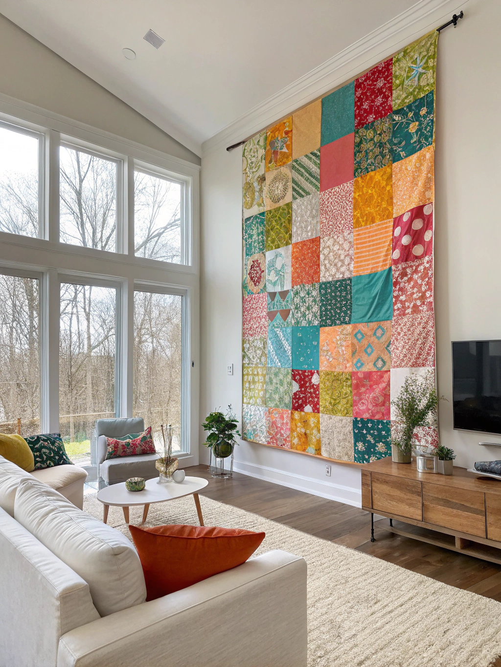 DIY Fabric Wall Art: 7 Unique Ideas to Refresh Your Space 4 DIY fabric wall art with bold colors and patterns, perfect for home refresh ideas in New York.