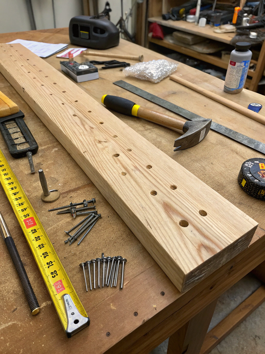 DIY Wooden Nightstand: 7 Easy hack to Build Your Own! 2 Wood, screws, and tools for a DIY wooden nightstand project in Boston workshop.