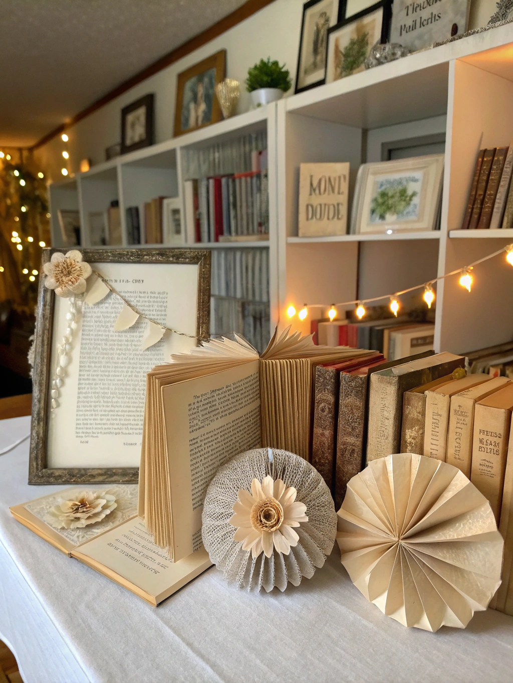Crafting with old book pages, showcasing creative steps in DIY projects with vintage paper in [Location].
