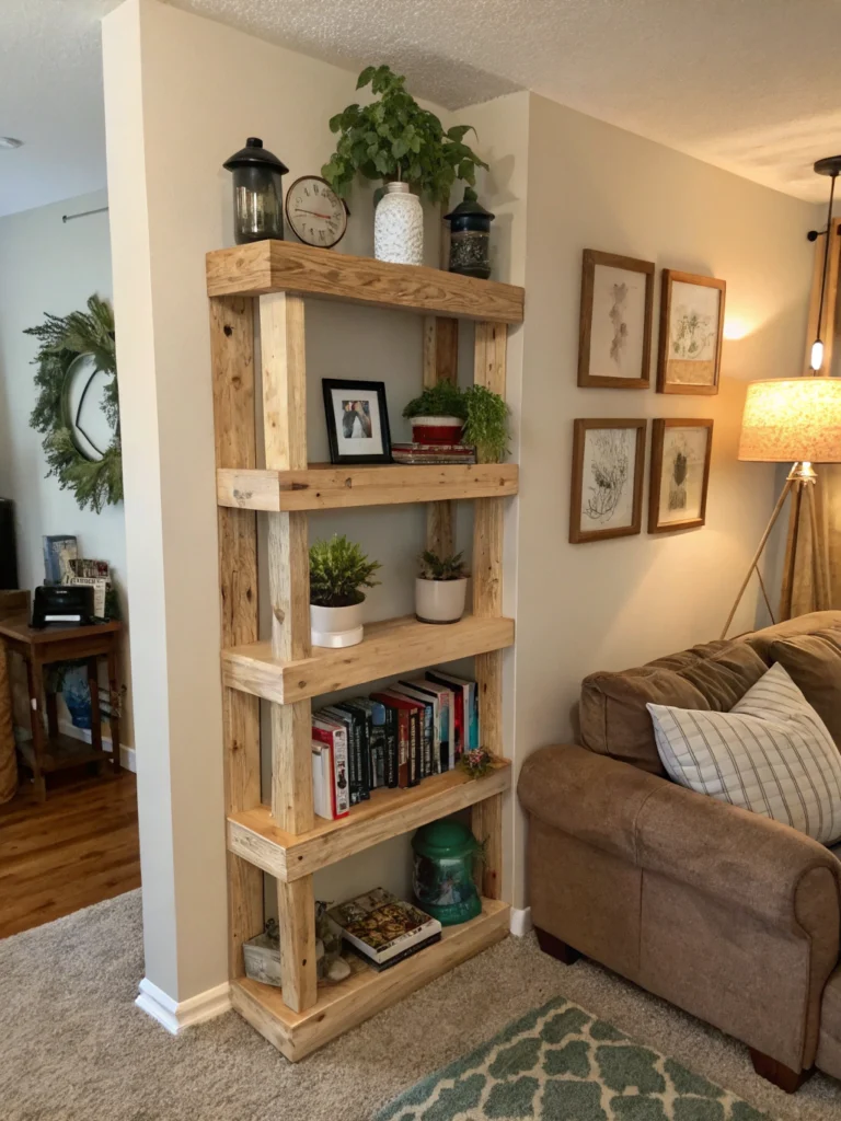 DIY corner shelf tutorial with tools and materials, showing easy 3-step organizer construction.