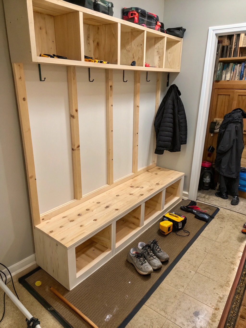 Step 1: Measuring and marking wood for the DIY entryway shelf