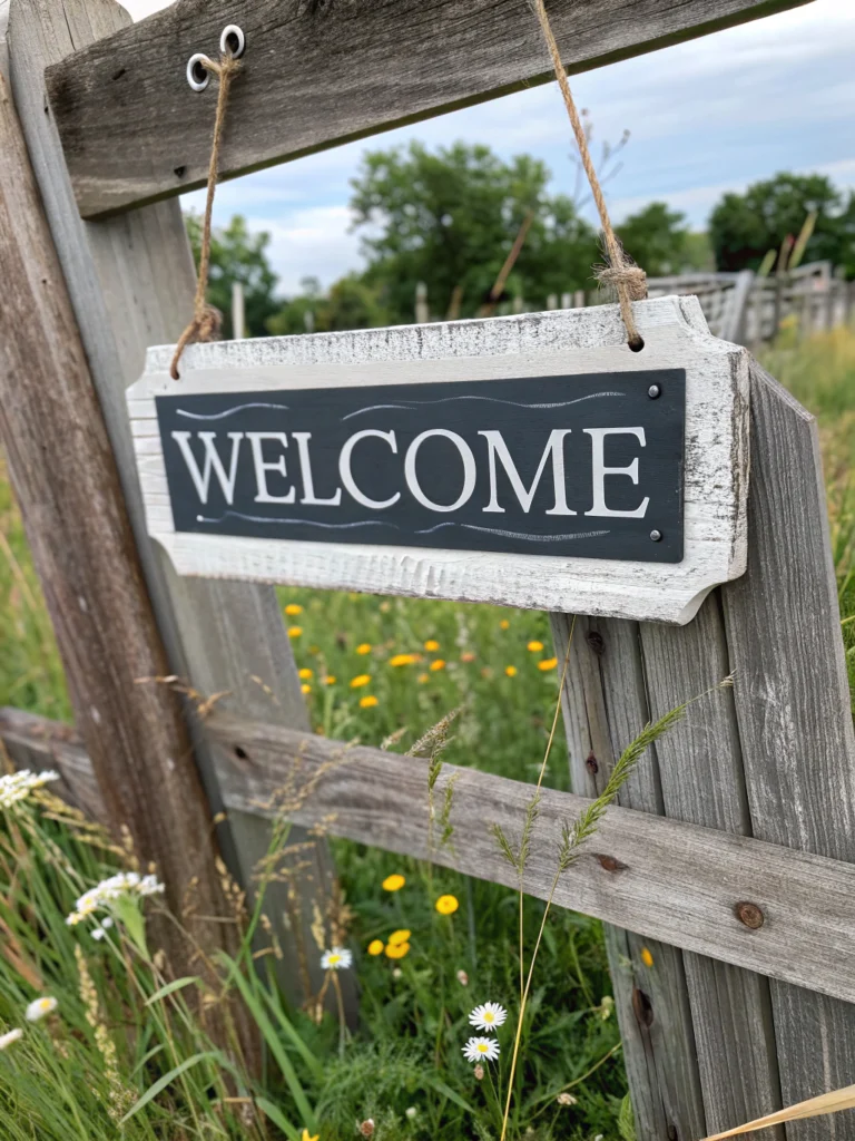 Rustic DIY farmhouse sign with paint supplies on wooden table in Nashville workshop.