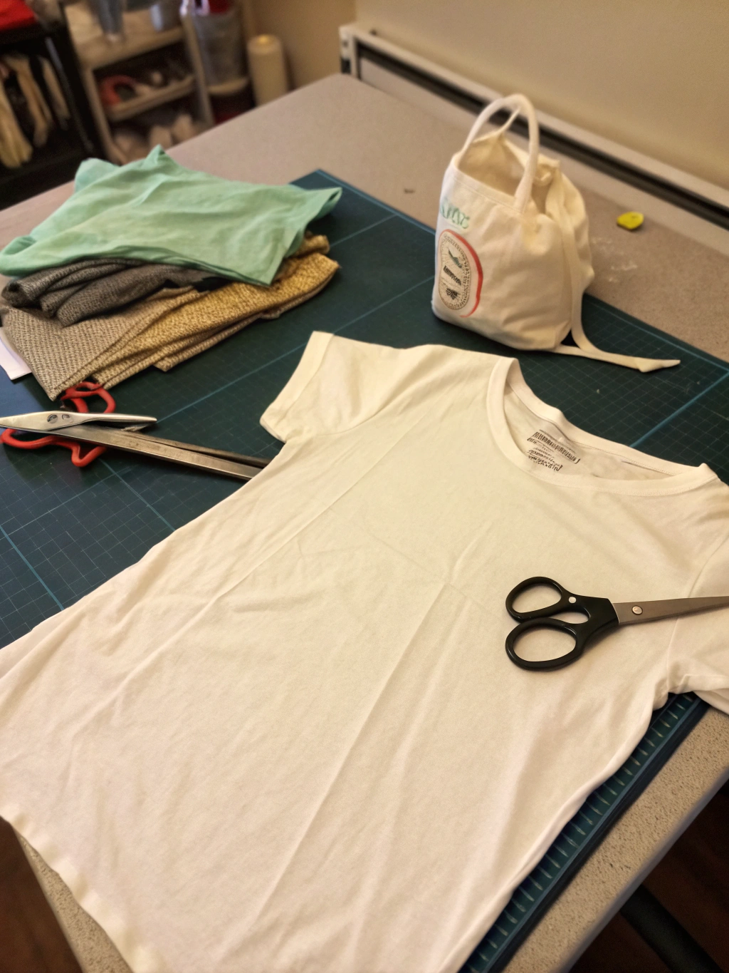 DIY No Sew T-Shirt Bag: How to Make 1 in 5 Easy Steps! 2 Materials for DIY no sew t-shirt bag: t-shirt, fabric scissors, ruler.