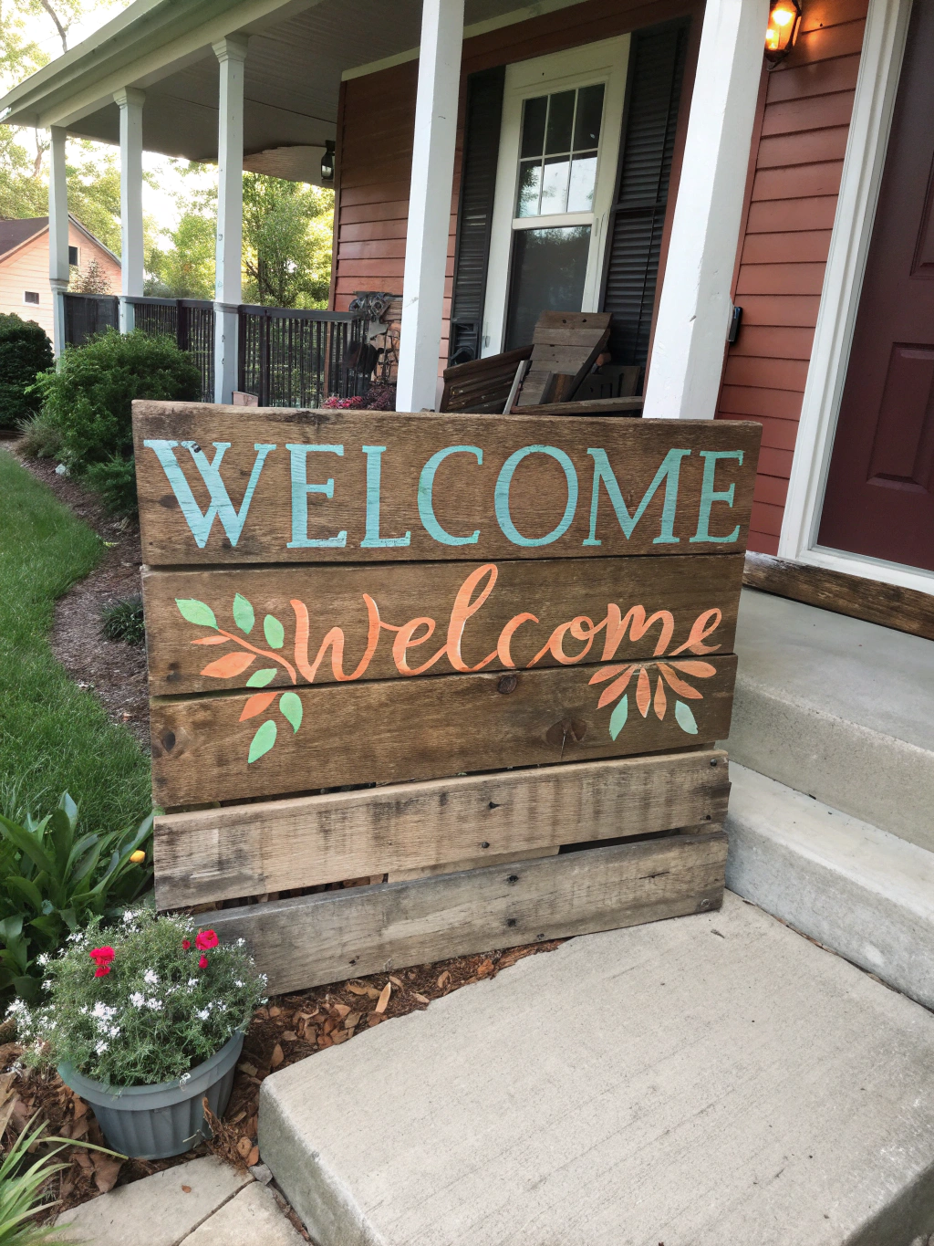 A stunning final result: a collection of finished DIY pallet wood signs, beautifully displayed.