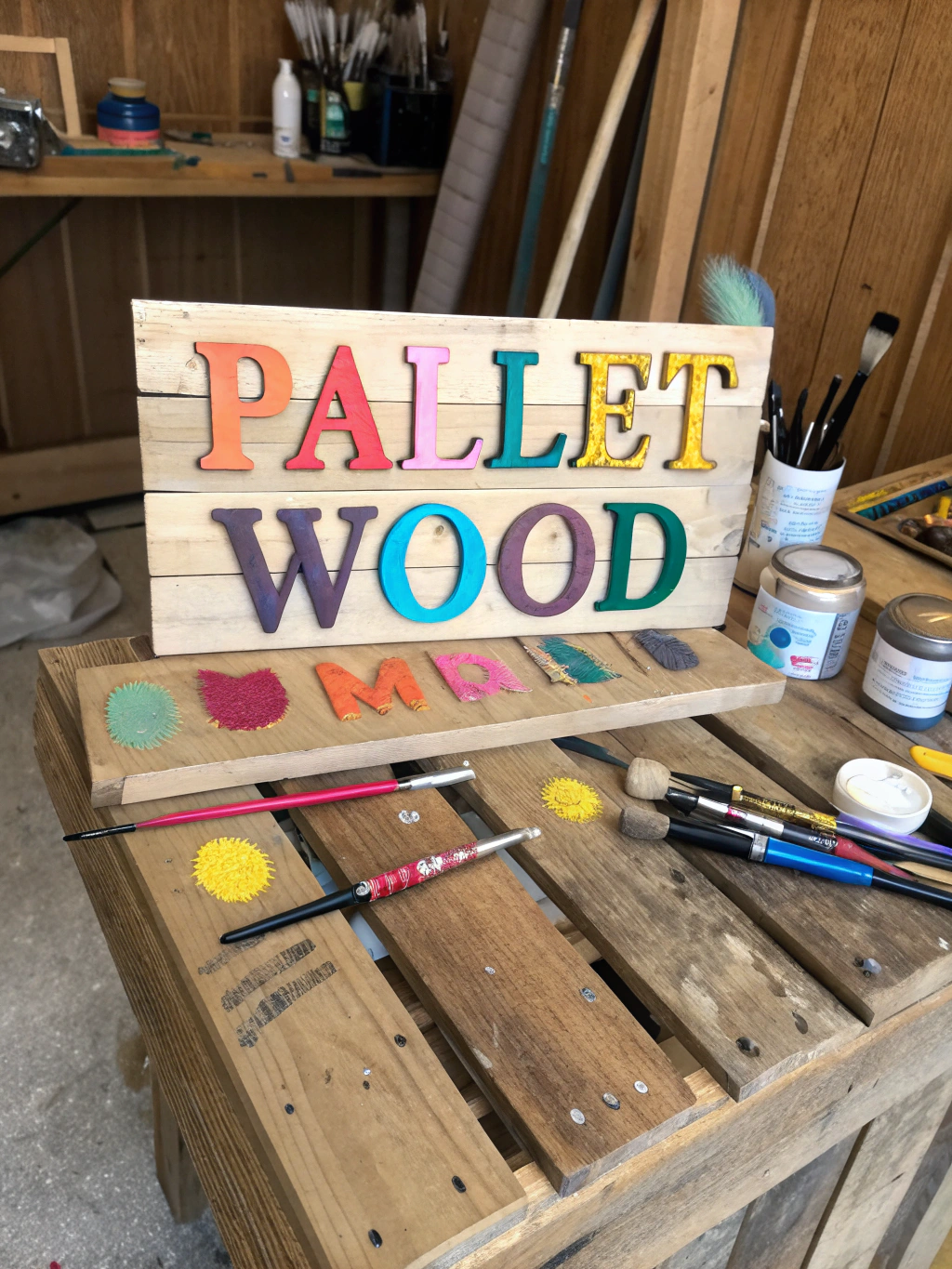 Step 1: A pallet being carefully disassembled using a pry bar for a DIY pallet wood signs project.
