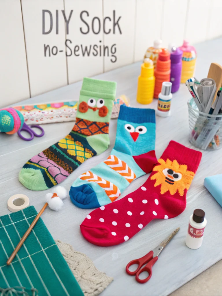 DIY sock crafts; no-sew project transforms old socks into fun creations.