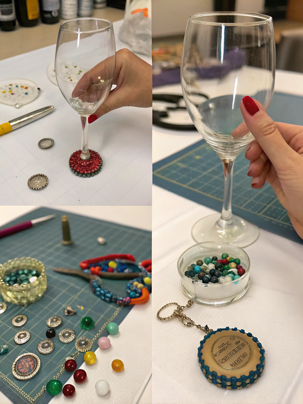 DIY Wine Glass Charms Recycled: 7 Easy How-To Ideas 3 Step 1 in making DIY wine glass charms recycled: Assembling a charm element onto a wire loop.