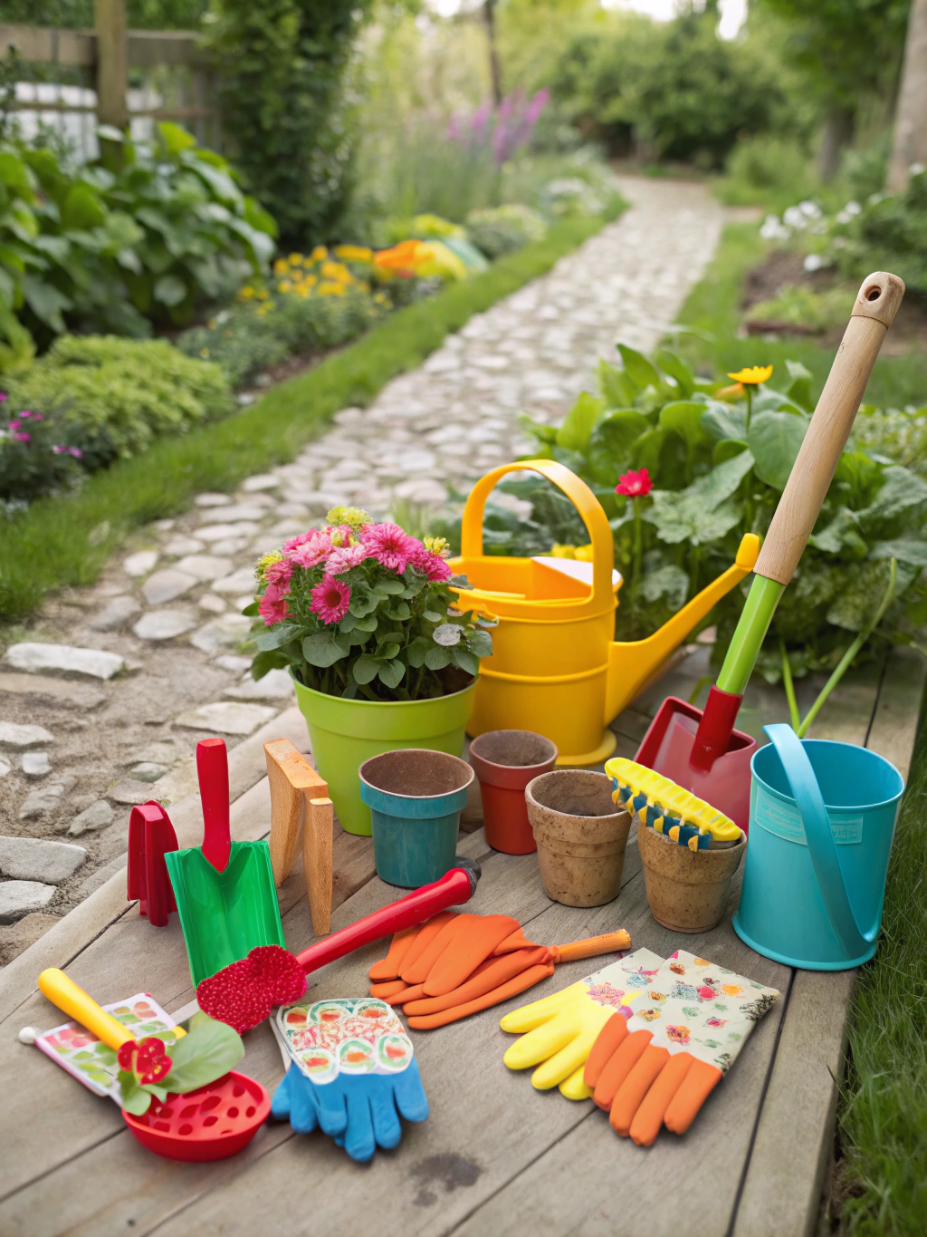 A collection of craft supplies for making [diy kids gardening tools](https://www.fixdiy.site/holiday-diys/)