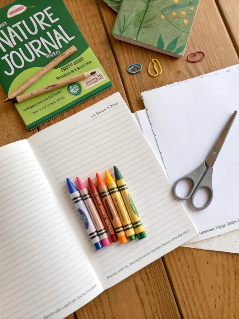 DIY Nature Journal for Kids: Great 5 Fun Ideas to Get Started! 2 Ingredients for a nature journal blog: paper, crayons, scissors, glue. Craft supplies for diy fun activities for kids. ifryy.com