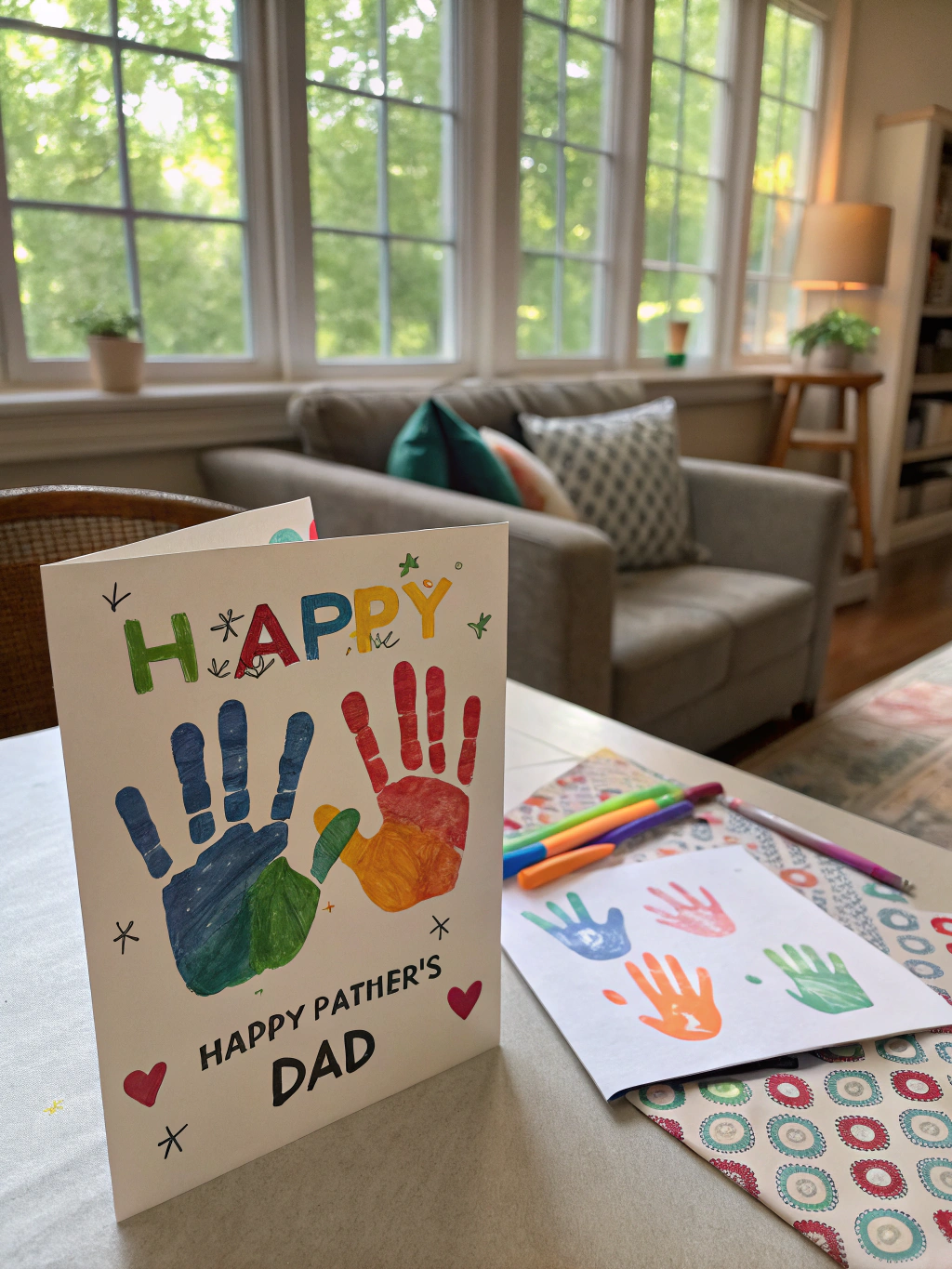 Completed handprint canvas with "Best Dad" written, ready to be gifted. Alt: Final result of Handprint Best Dad canvas - a father's day crafts for toddlers diy project.