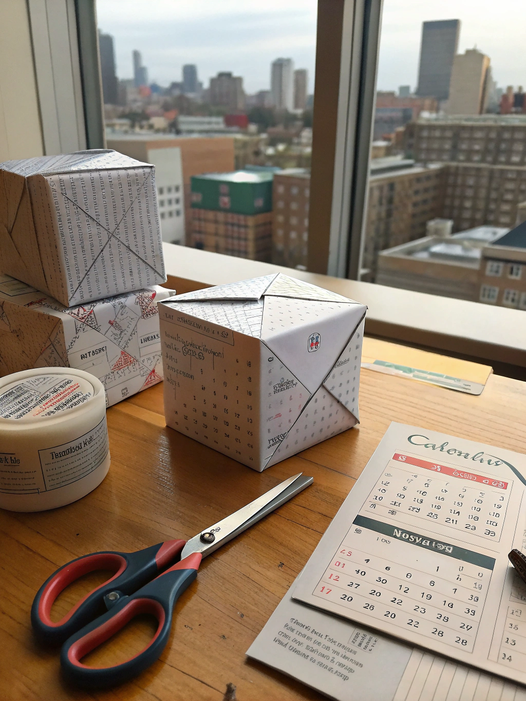 Step 1: Selecting charming images from an old calendar to repurpose old calendars into gift tags.