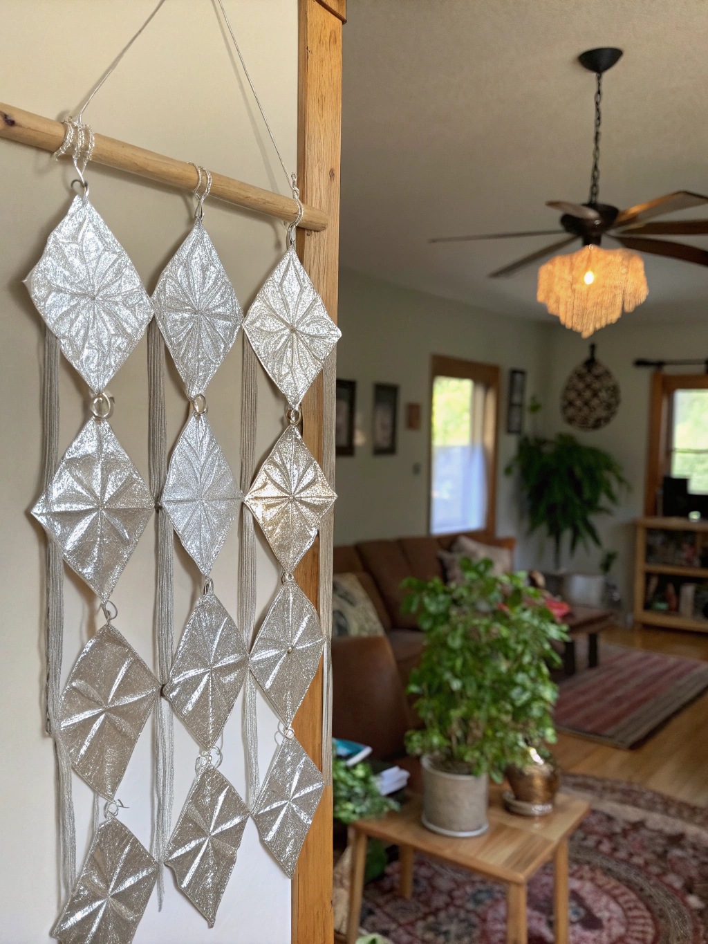 A stunning display of various items made by upcycling tin foil, showcasing the versatility of the material.