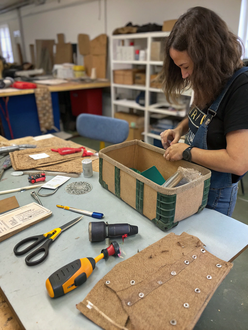 A crafter carefully painting a design onto an upcycled item, demonstrating a key transformation step.