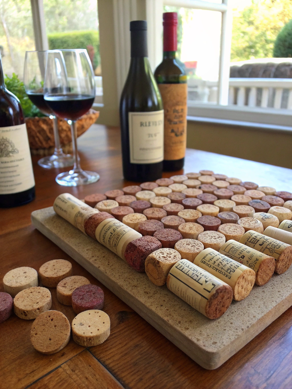 Materials and tools needed for wine cork trivet DIY project