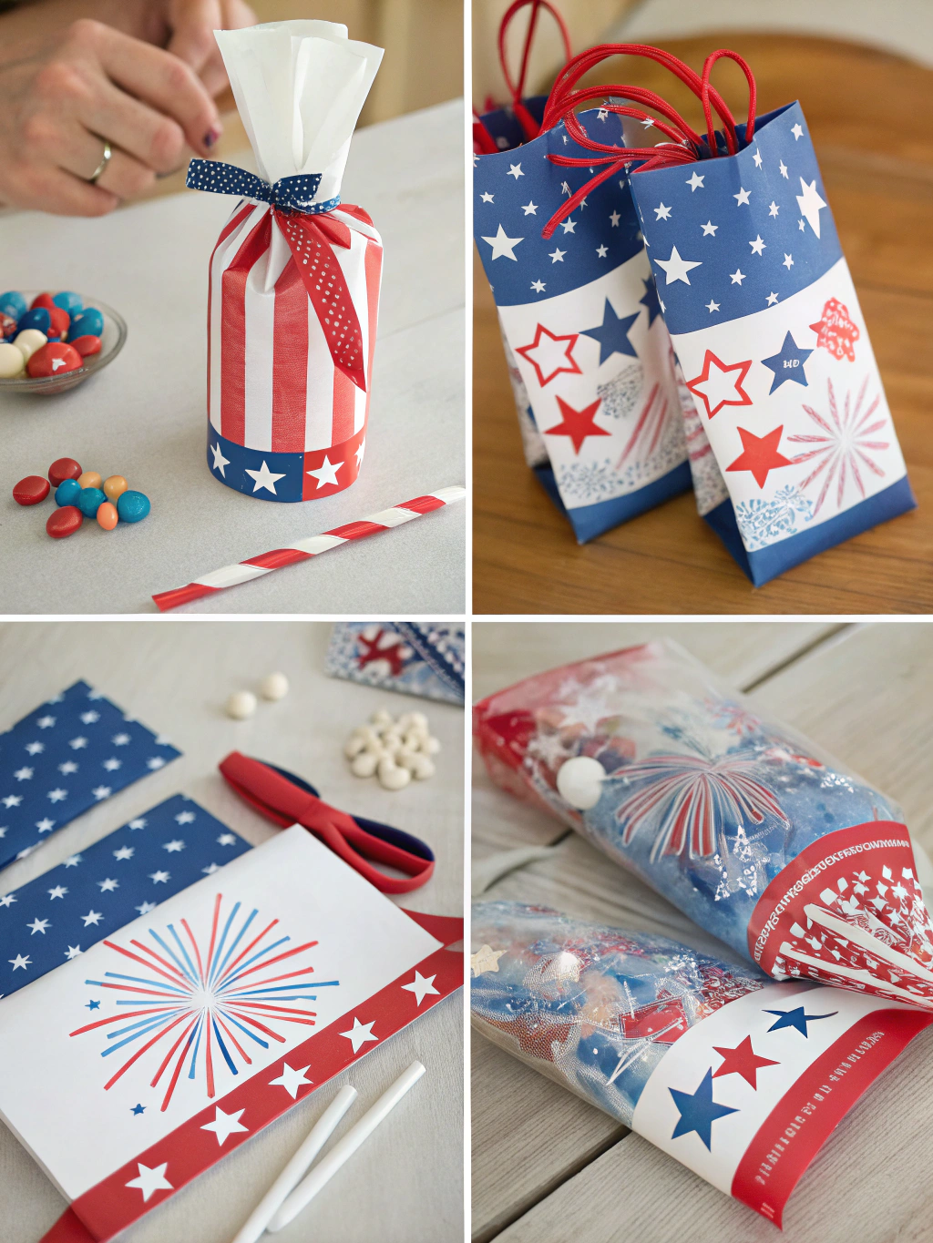Step 1 of making 4th of July DIY party favor tags: cutting out cardstock shapes.