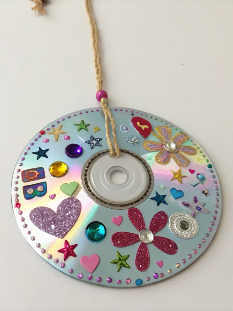 Creative CD crafts: Colorful mosaic using old discs for DIY home decor.