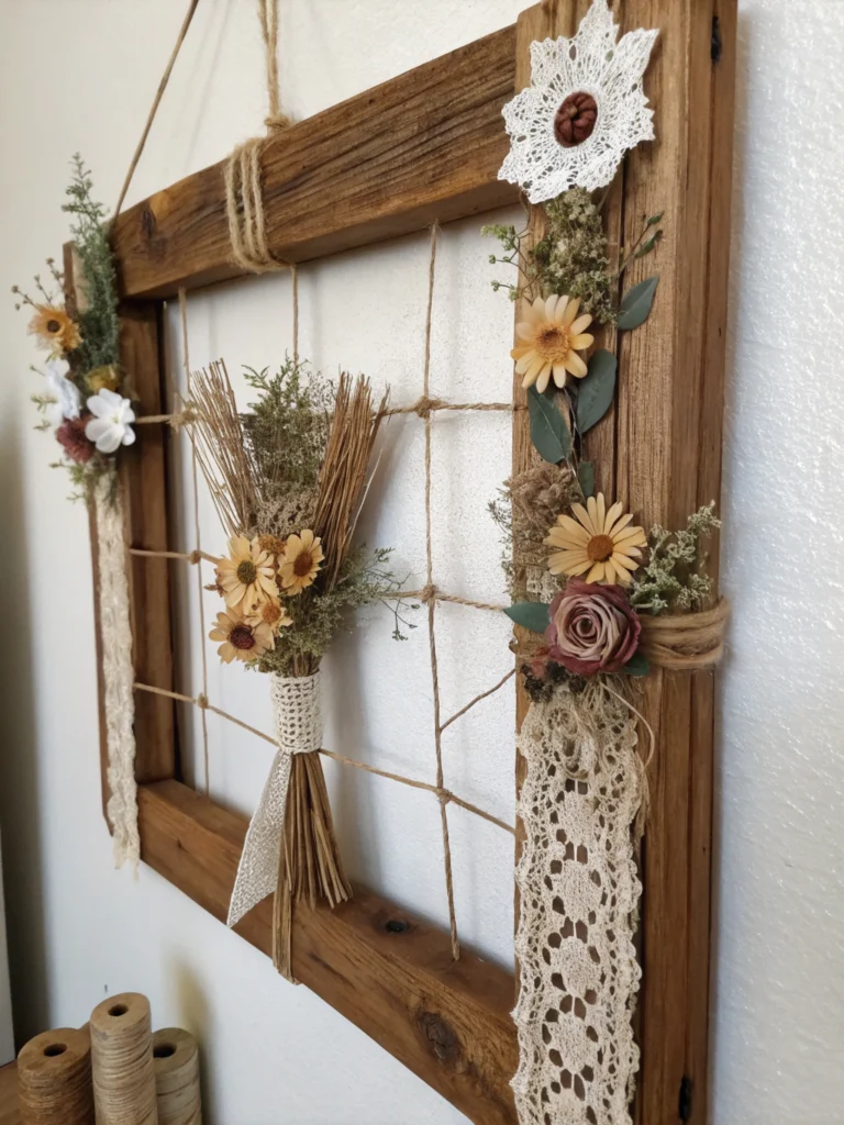 DIY rustic wall art with country charm on wood background, perfect for adding rustic charm to your living space.