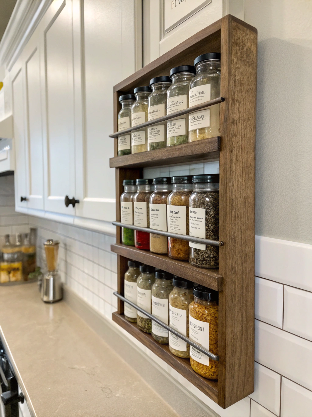 DIY Spice Rack Wall: 7 Best Ways to Organize Your Spices! 3 DIY spice rack wall being assembled, showcasing a step in organizing spices for better kitchen storage efficiency.