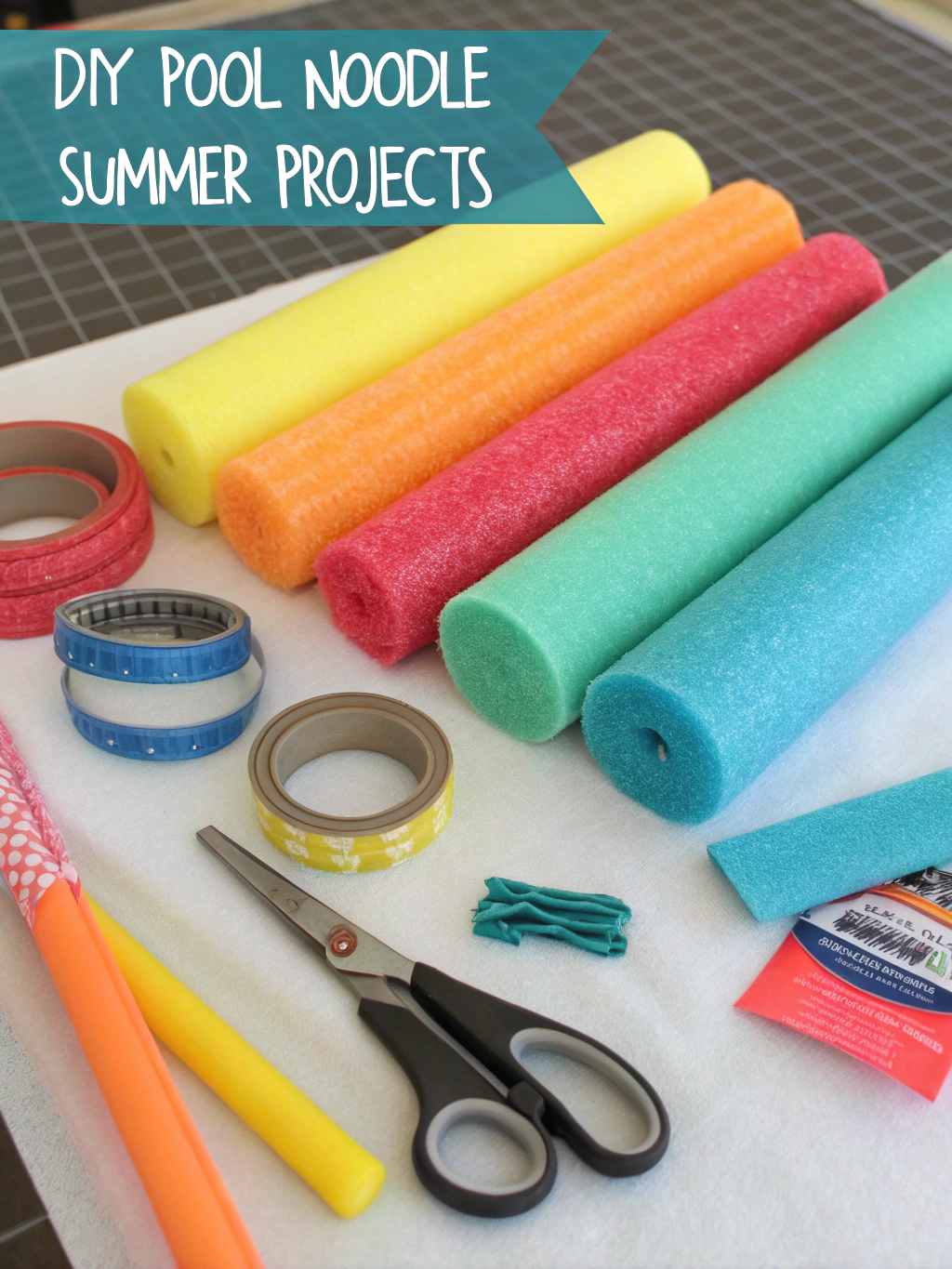 DIY Pool Noodle Crafts: 8 Easy Hack To-Make Summer Ideas! 2 Essential tools and materials for DIY pool noodle crafts like noodles, knife, glue gun
