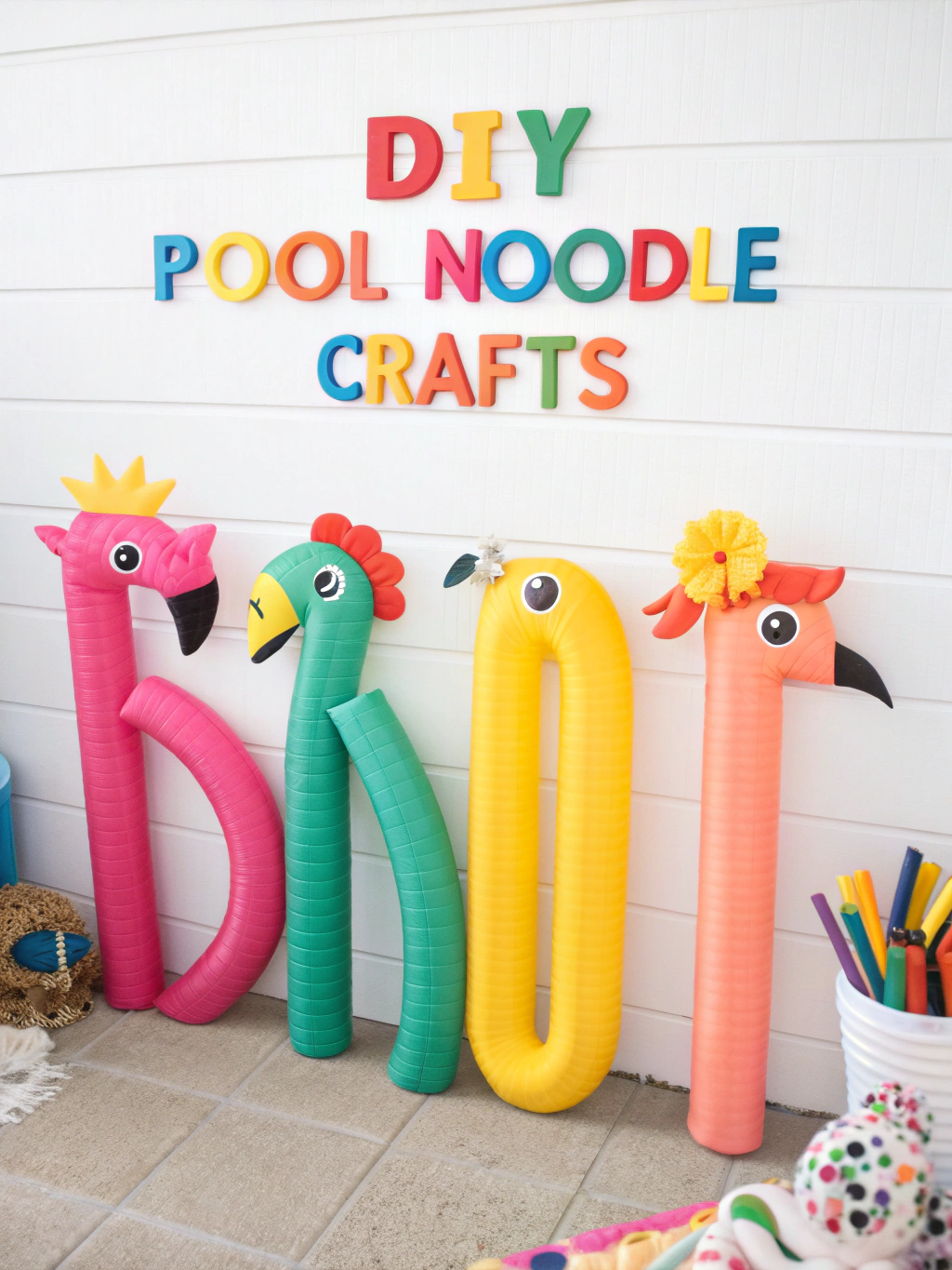 DIY Pool Noodle Crafts: 8 Easy Hack To-Make Summer Ideas! 1 Colorful collection of DIY pool noodle crafts projects