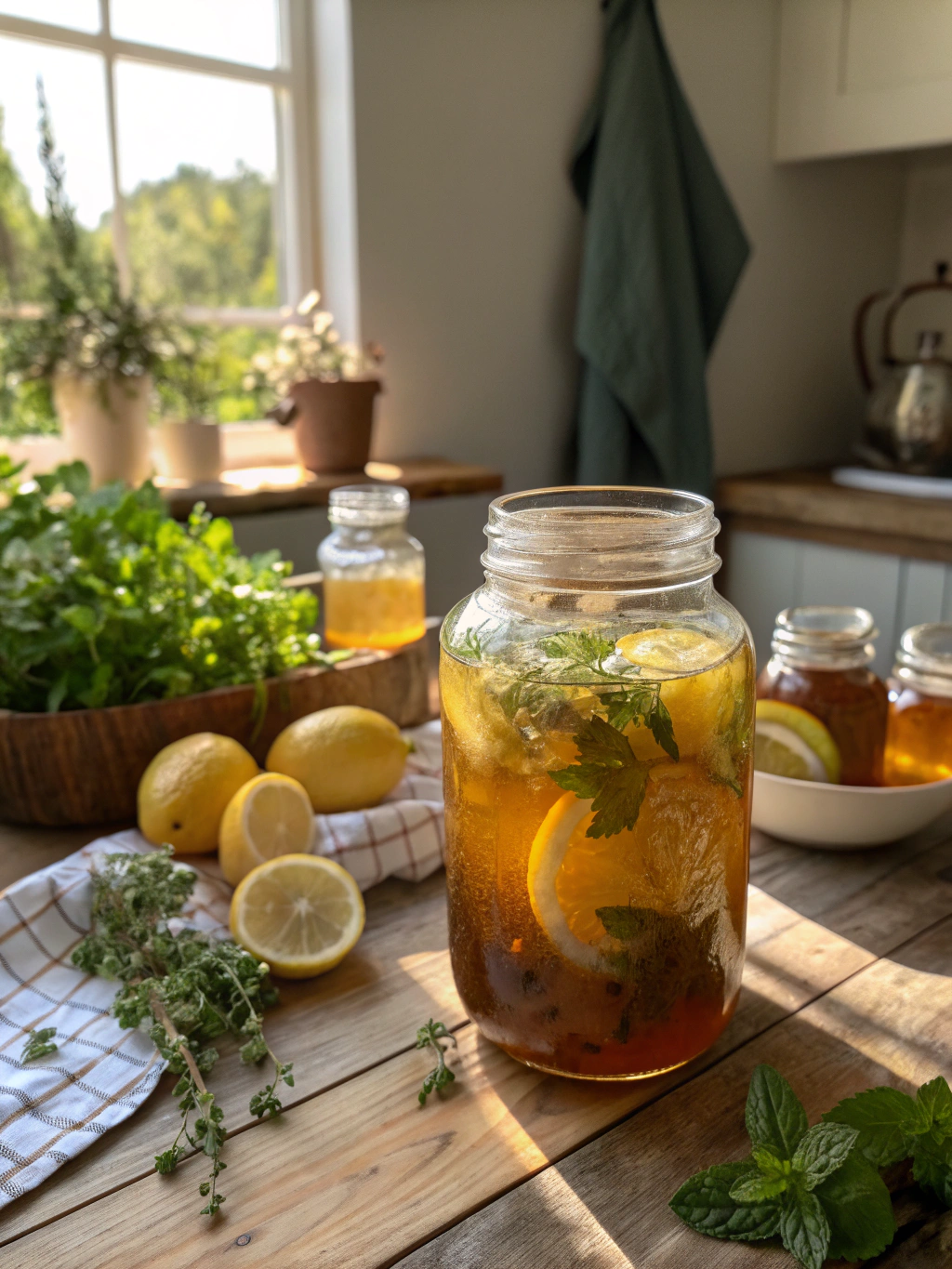 DIY Sun Tea Jar: 5 Simple Steps for Perfect Sunshine Brew 1 A beautifully brewed diy sun tea jar gleaming in the sunshine.