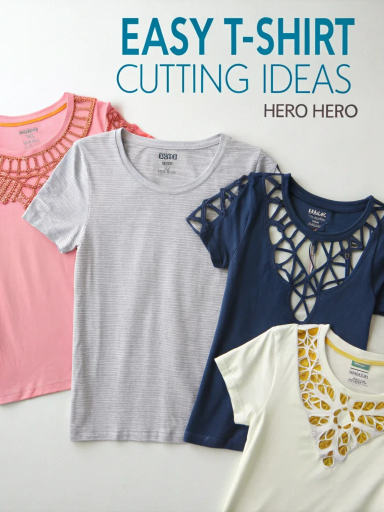 DIY T-shirt cutting styles on display, showcasing seven creative designs for custom fashion inspiration.