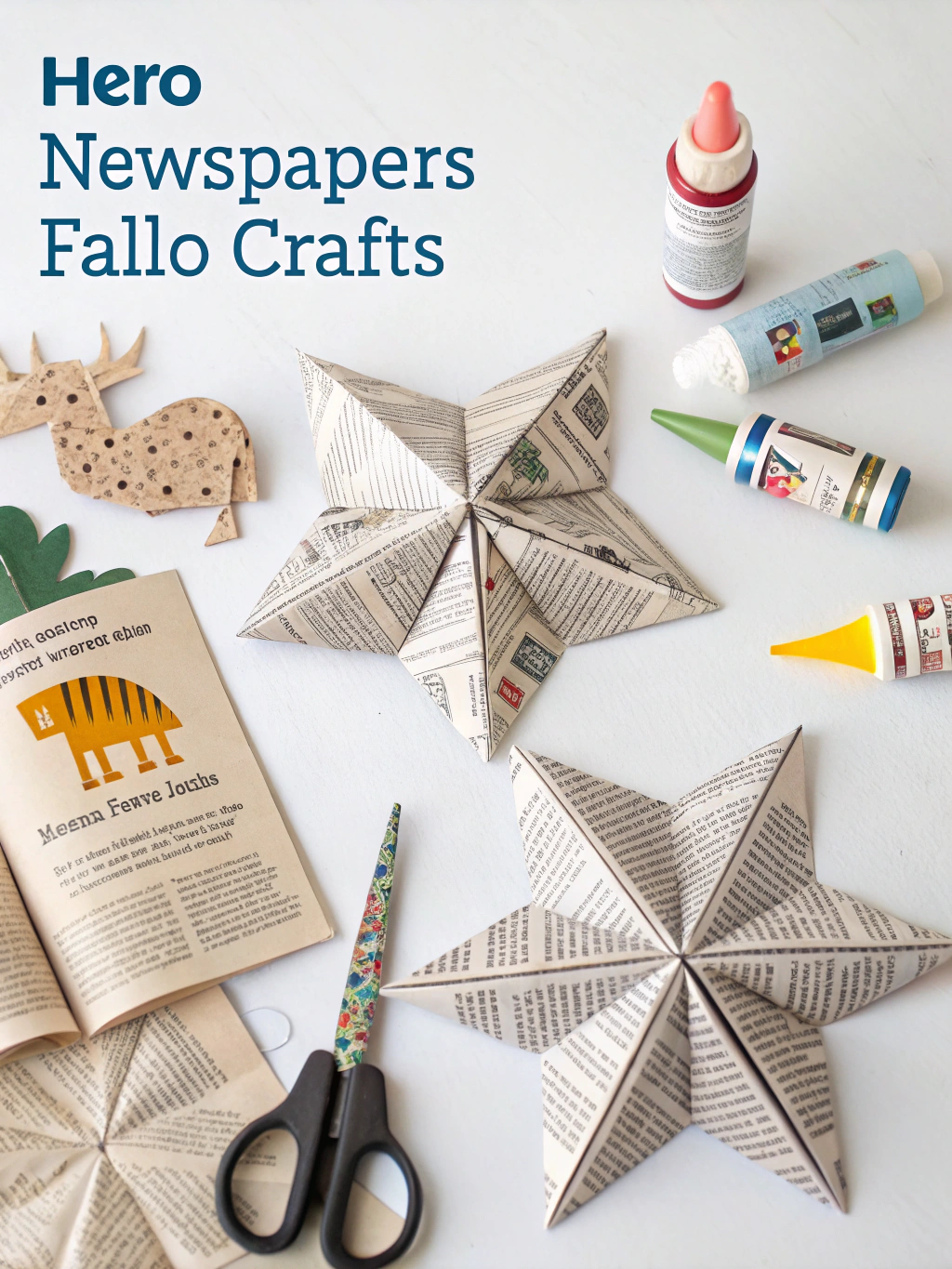 A collage of various easy newspaper craft ideas, showcasing the potential of old newspapers.